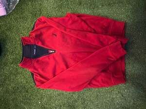 Nautica Men's Red Quarter-Zip Fleece Pullover with Navy Contrast Back